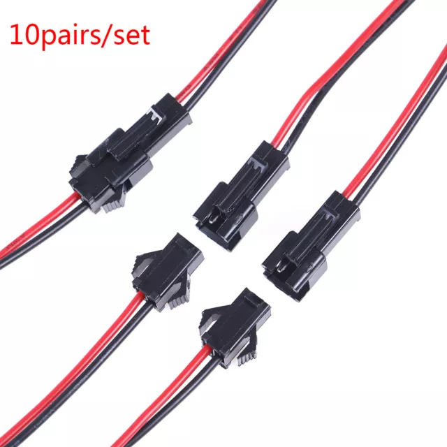 10pairs/Set 2Pin 10cm Connector Plug Wire Cable 10 Female+10 Male TEW_