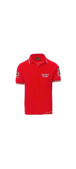 POLO MAGLIETTA CROCE ROSSA CRI COTON BORDO Tric RICAMATO N2 TSHIRT Rossa e Bianc