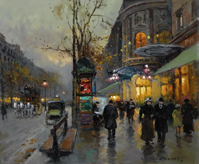 Paris Street Scene at night Oil painting Wall art Giclee Printed on Canvas P2137