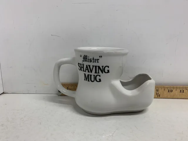 Vintage "Mister" Ceramic Scuttle Shaving Mug White Porcelain Mug A009