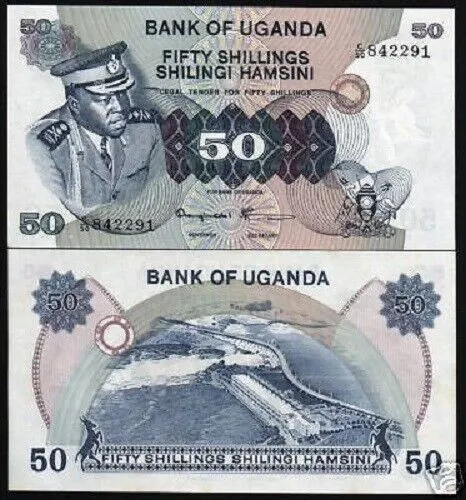 Uganda 50 Shillings P-8 1973 Idi Amin UNC Ugandan World Currency Money BANK NOTE