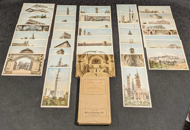 1912 40 Postcard Set New York Notable Buildings Bridges Little Phostint Journeys
