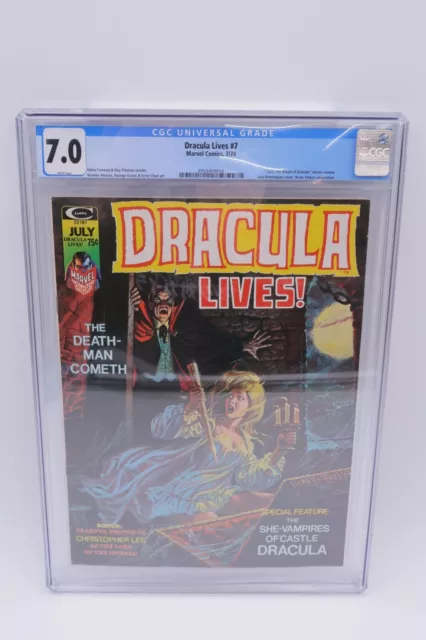 1974 Marvel Dracula Lives #7 CGC 7.0 Graded White Pages Bram Stoker Dominguez