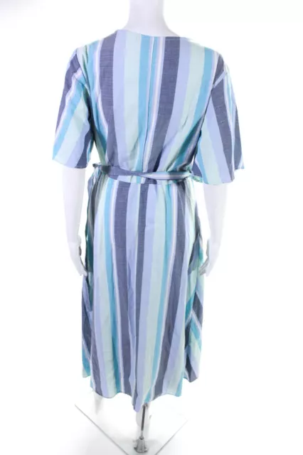 B Collection By Bobeau Womens Striped Wrap Dress Blue Gray Size L SKU 13065116 3