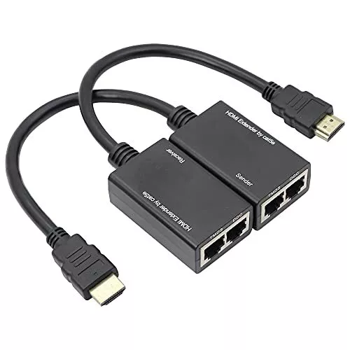 QIANRENON RJ45 à HDMI Extendeur Adaptateur 1080P sur RJ45 CAT 5e Ethernet câble