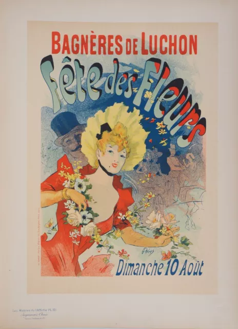 Jules CHERET : Fête des Fleurs (Luchon), Lithographie originale, Signée 1898