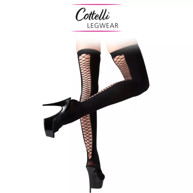 Cottelli Legwear Sexy Calze Autoreggenti Nere Opache Overknee Parigine Braided