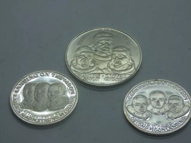 17501/ Mondlandung 3 Medaillen  Silber 999,9/1000