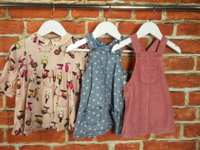 Baby Girls Bundle Age 6-9 Months Next H&M Pinafore Dress Top Blouse Infant 74Cm