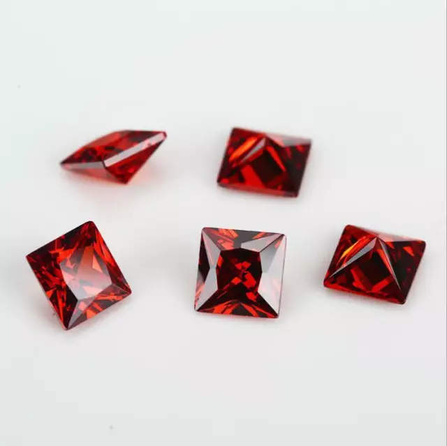 AAAAA Natural Red Ruby Square Faceted Cut VVS Loose Gemstone U Pick Size 3