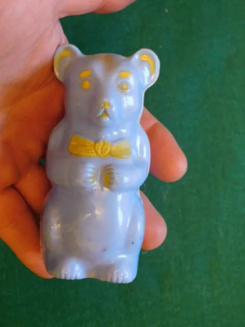 Vintage 1930s-40s Hard Plastic Bear W/ Bowtie Candy Container Piggy Bank 15 Cent