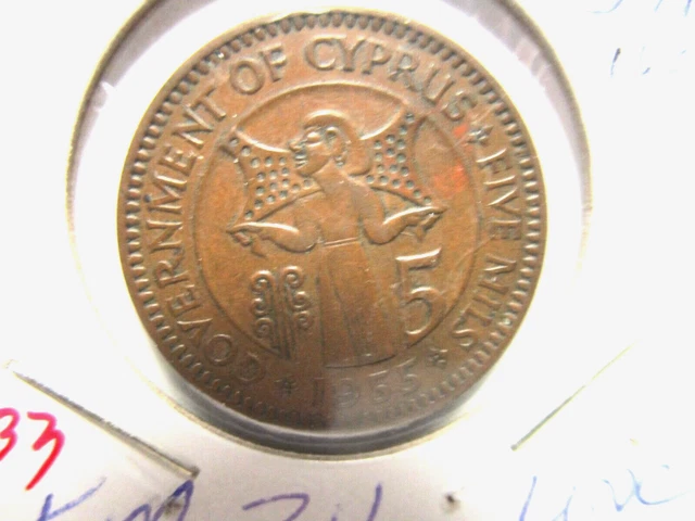 Cyprus - 1955 - Five Mils - AU - Km34    (B-33)