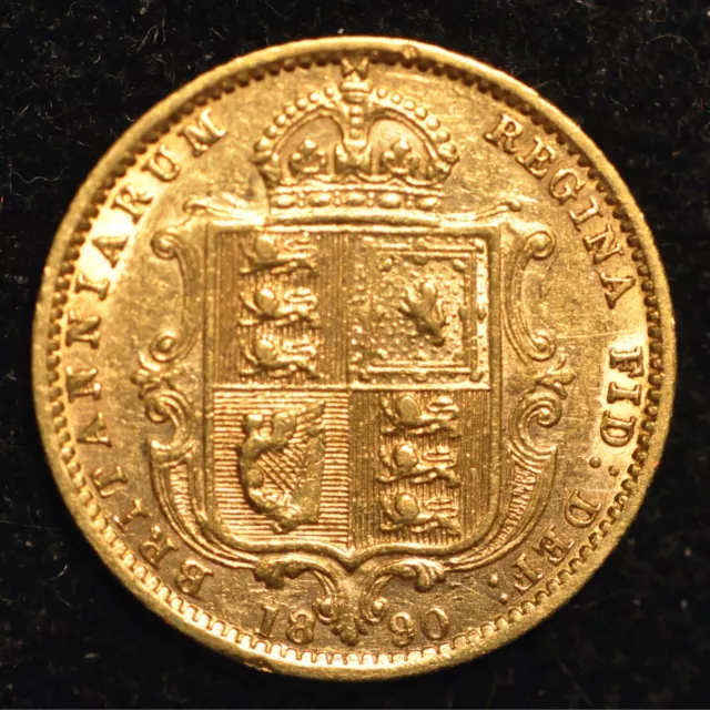 Half Sovereign 1890 Gold Victoria Jubilee Head Shield Back  (T112)