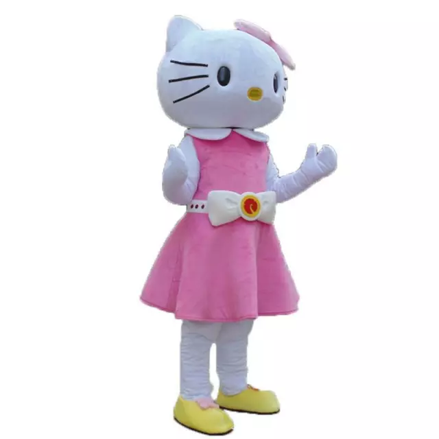 Mascotte Hello Kitty costume da adulto gatto bianco rosa cartoon carnevale maxi 2