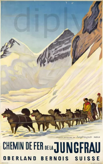 Repro Affiche Deco Chemin De Fer Jungfrau Oberland Suisse Papier 310 Ou 190 Grs