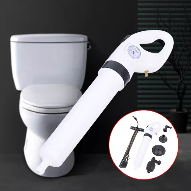 Toilets Pipeline Sewer High Pressure Air Drain Blaster Cleaner W/Inflator Manual