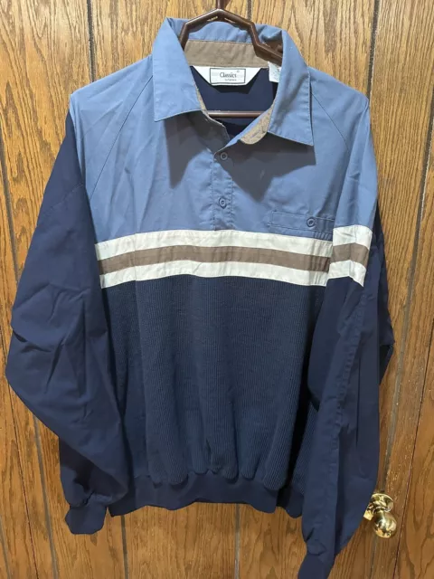 Men's Vtg Classics By Palmland Long Sleeve Knit Pullover Shirt Blue 2Xl Euc