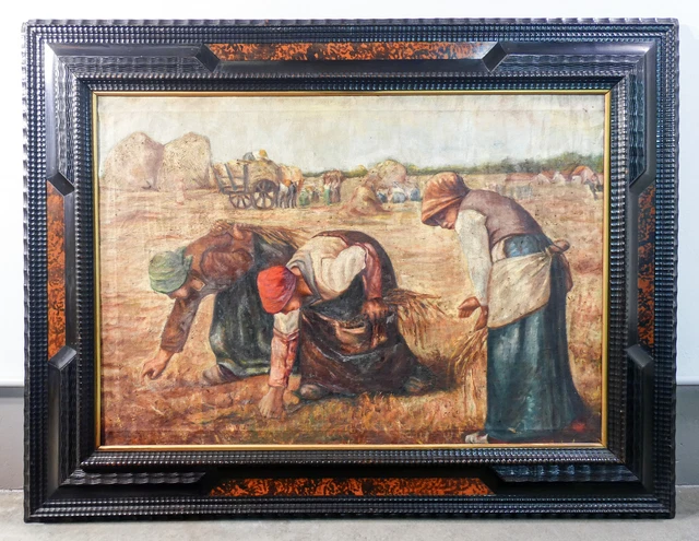 ⚜️ Quadro Copia Spigolatrici Jean Millet Dipinto Olio Tela Cornice Guilloche
