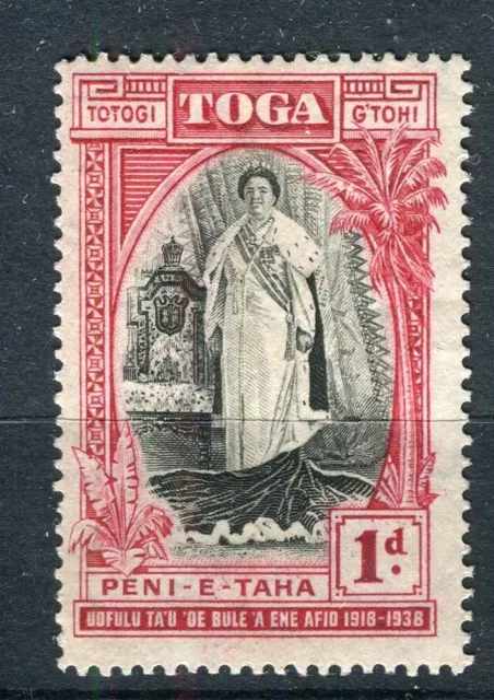 TONGA; 1938 early Queen Salote issue Mint hinged 1d. value