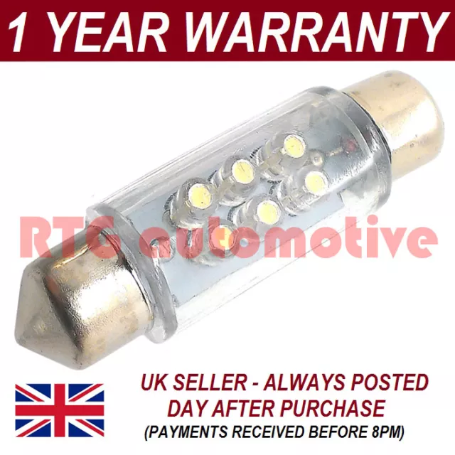 1X Blue Number Plate Interior Light Dome Led Bulb 30 36 39 42 44Mm Festoon Oa