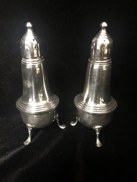 Vintage Empire Sterling Silver Footed Weighted Salt & Pepper Shakers