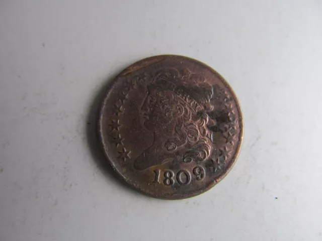 1809 Classic Head Half Cent -- VERY SCARCE COIN IN DECENT GRADE!