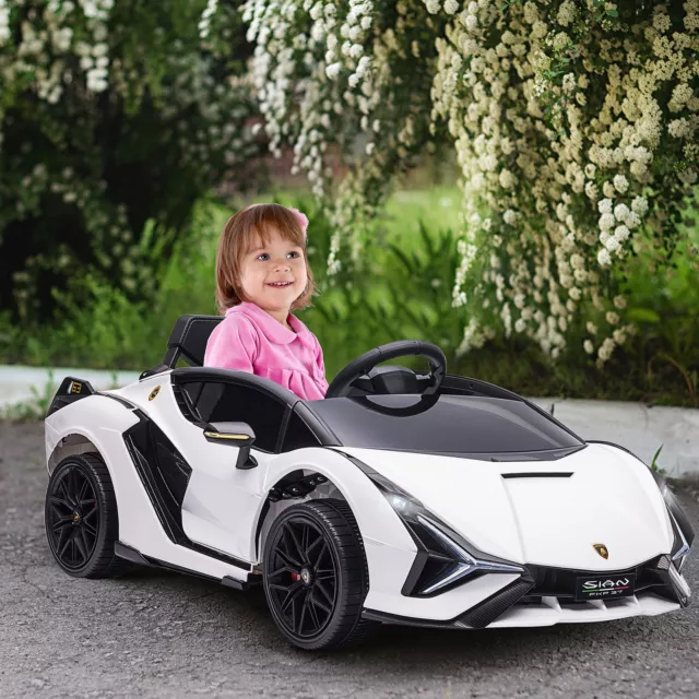 HOMCOM Macchina per Bambini Elettrica Lamborghini 12V con Telecomando Bianco 2