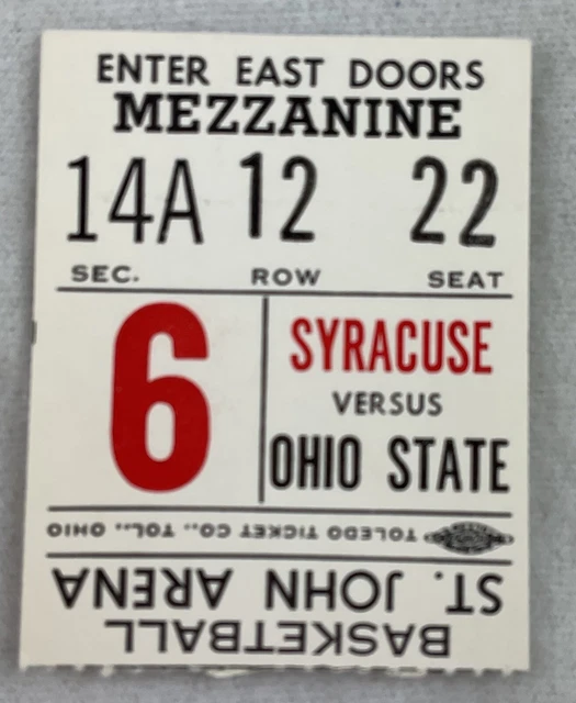 CBK 1982 01/04 Syracuse at Ohio State Basketball Ticket-Leo Rautins