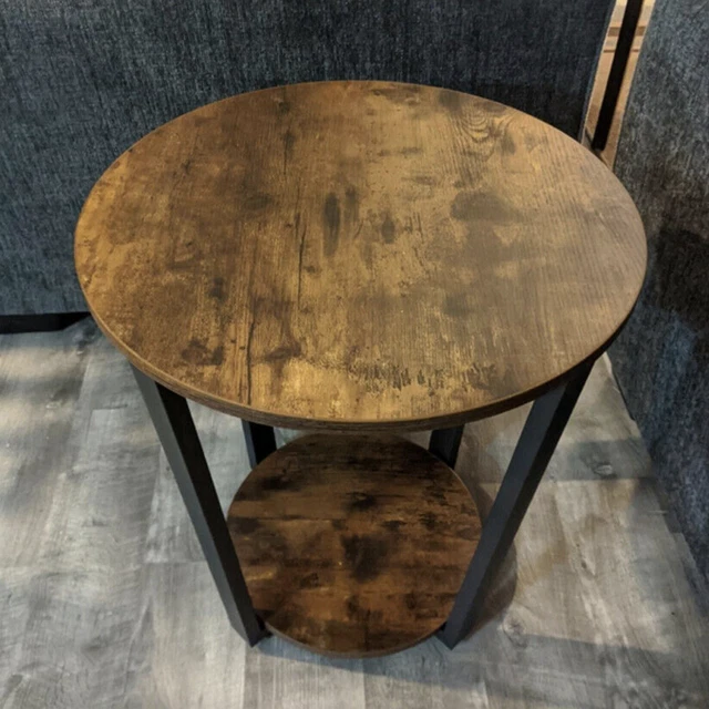 INDUSTRIAL SIDE TABLE Vintage Round Furniture Rustic Metal Coffee Plant