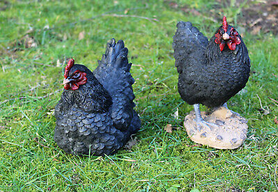 Hühner Paar Garten  Figur Huhn Stehend lebensechte Tierfigur Ostern Dek Stehend 