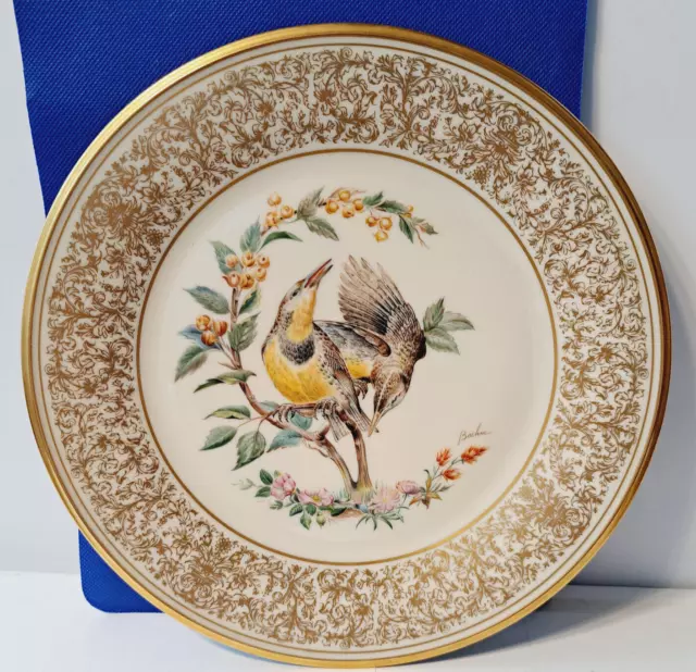 DECORATIVE  - BOEHM BIRD PLATE by LENOX - ' MEADOWLARK' - 1973, 10 inches