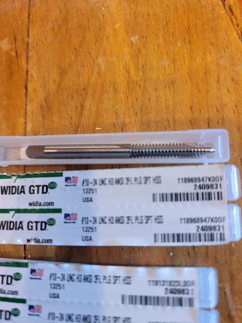 GTD Bottoming Left Hand Taps 10-24 H3 4FL HSS UNC 27327 USA (3 Pcs)