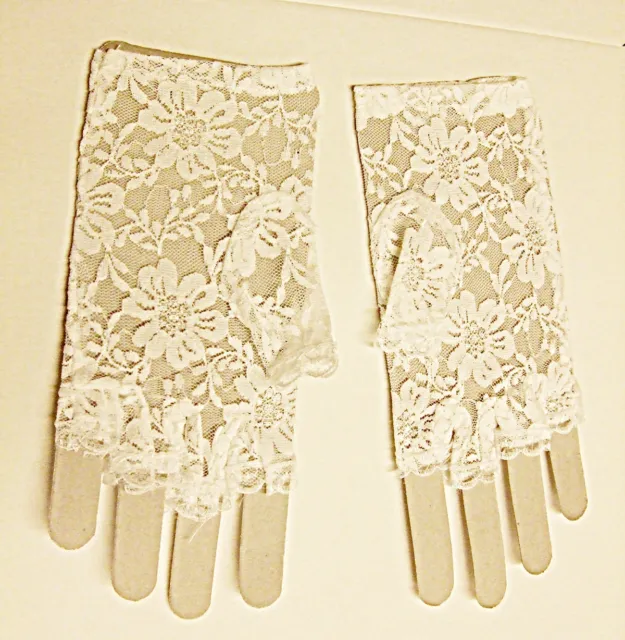 Vintage Stil Netz Weisse Spitze Fingerlose Handschuhe Klassisch Hochzeit Dampf Punk
