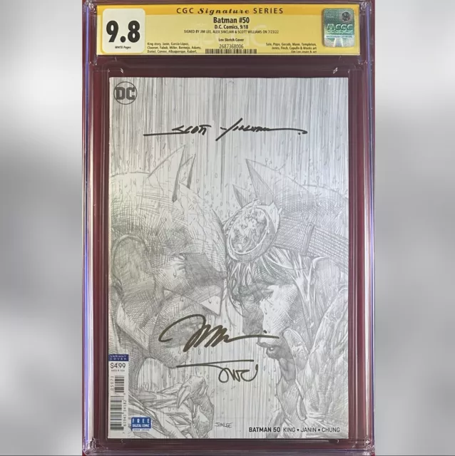 Batman #50 Lee Sketch Cgc 9.8 Ss Signed By Jim Lee Scott Williams Alex Sinclair