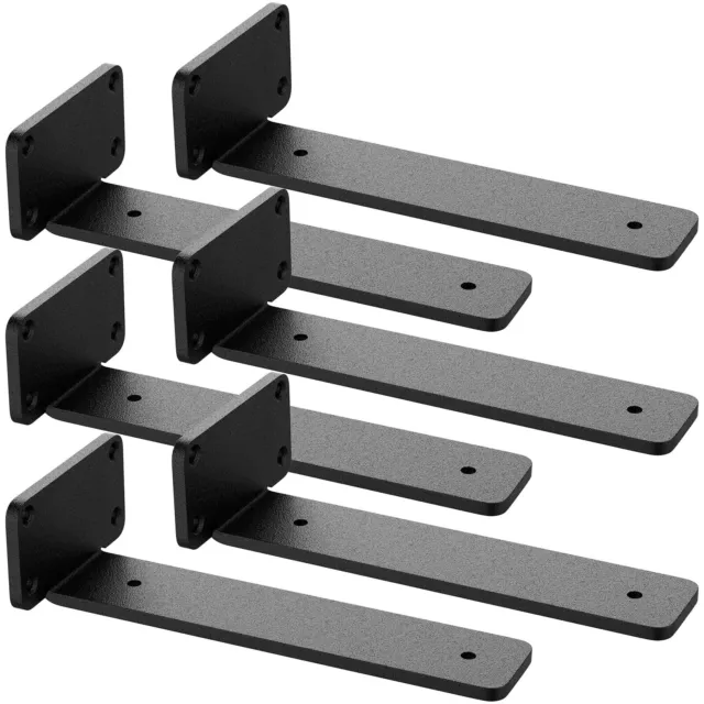 6 Pack Floating Shelf Bracket 6 Inch Heavy Duty Shelf Brackets (1/5") Thick M...