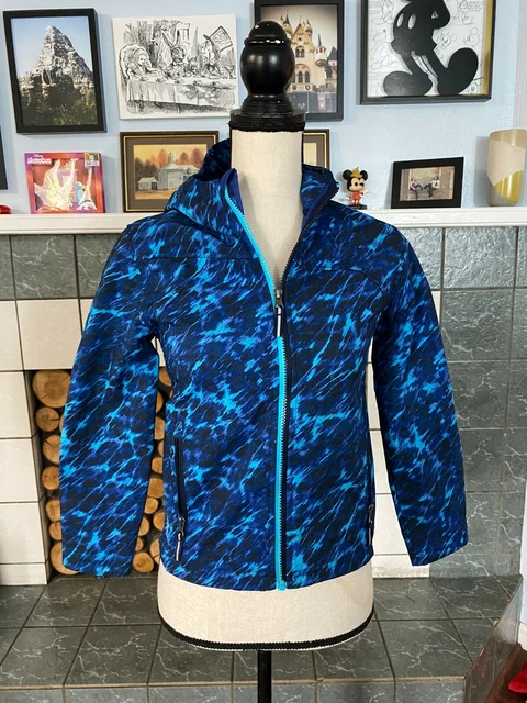 Champion Child M 8/10 Blue Camouflage Print Softshell Hooded Venture Dry Jacket