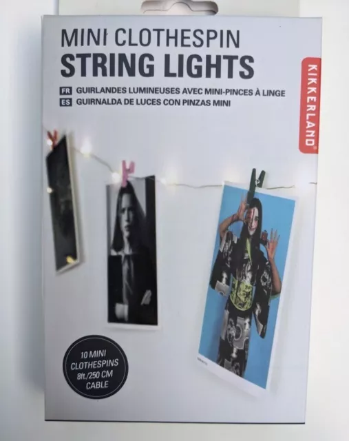 KIKKERLAND Mini Clothespin STRING LIGHT — Fairy Lights Set (Wall Photo Peg Clip)