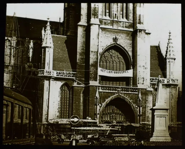 VINTAGE Magic Lantern Slide GHENT ST BAVOS CATHEDRAL C1950 PHOTO BELGIUM