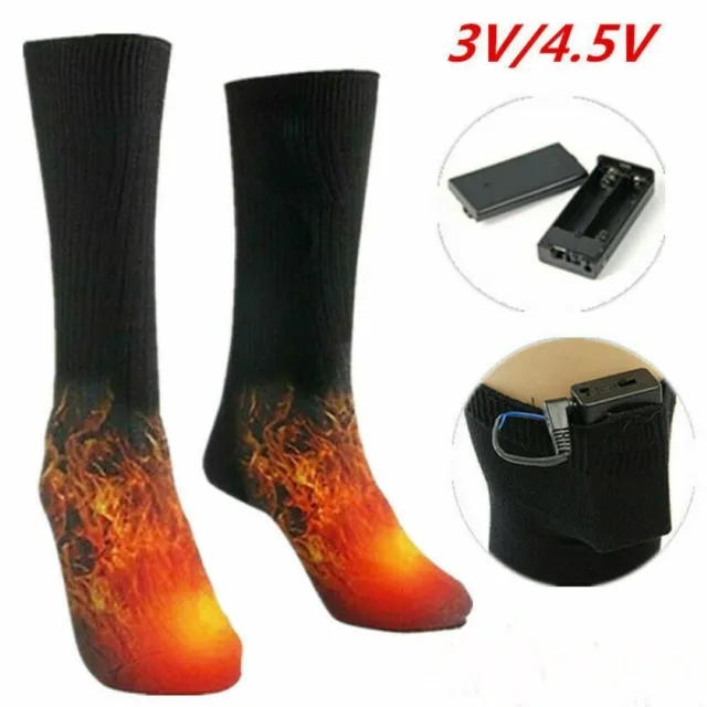 Unisex Electric Heated Socks Foot Winter Warmer Sock Rechargeable Battery Power