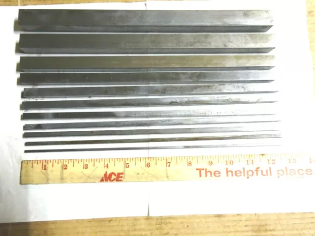 (11) Assorted Sizes Of Square 12L14 Steel Bar Stock 12" Long, 1/8" To 13/16"