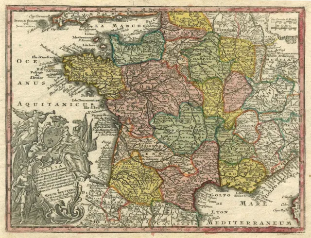 Frankreich Original Kupferstich Landkarte Lotter Seutter 1745