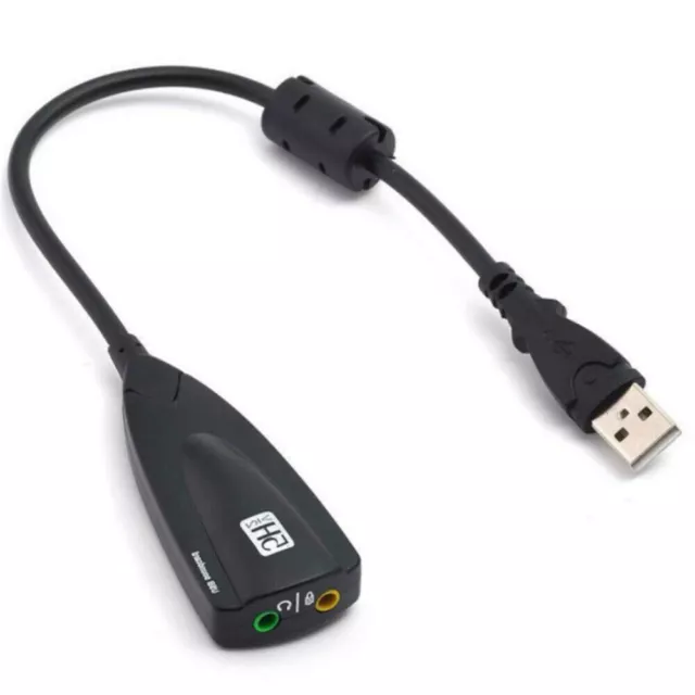 USB 2.0 External 7.1 Channel 3D Virtual Audio Sound Card Mic Adapter Laptop PC