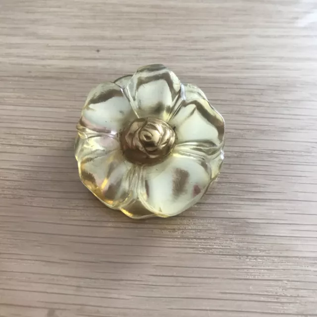 KENZO Bijou Vintage broche et pendentif fleur coquelicot résine jaune