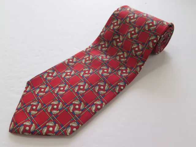 Fendi Cravatte FF Red Checks Golf Clubs Balls 100% Silk Necktie Made in Italy