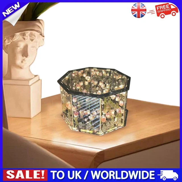  DIY LED Tulip/Rose Mirror Night Light Sleeping Table Lamp Cube Lamp