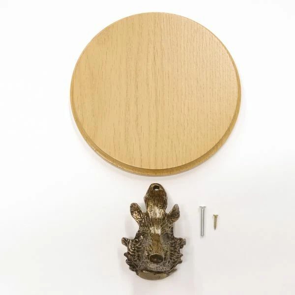 Placa de Jabalí Redondo Roble Claro Af 17 CM Con Cabeza Decoración Grande 2