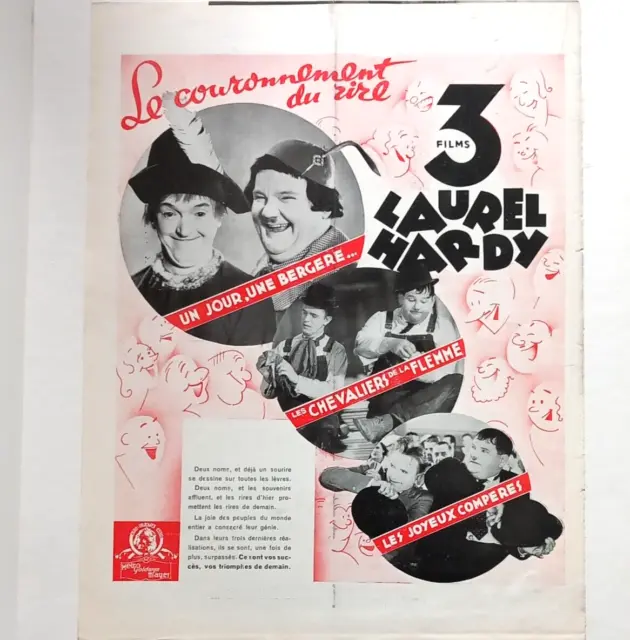 Page Publicitaire Pour Trois  Films De Laurel Et Hardy