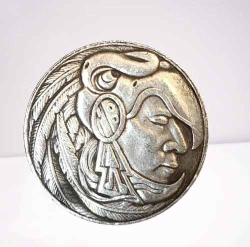 Skull Indian Native American Chief Brave Hobo Coin Art Carved US Jewelry Pendant