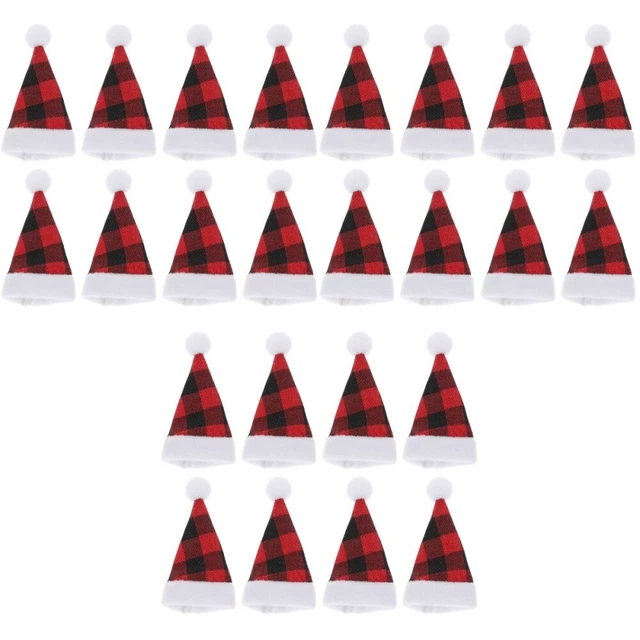 24 PIEZAS Mini Santa Claus Sombreros Navidad Botellas de vino Sombrero Fiesta