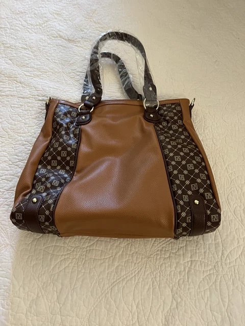 Jose Hess I LOVE YOU Satchel - Tote Bag / Carmel & Brown / Danbury Mint NWT
